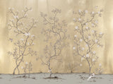 Salon Gilt Reverie gold and cream ornamental wallcovering detail.