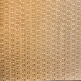 Vinyl-print wallcovering in a tan-and-gold vertical basket-weave motif, shown as a product swatch.