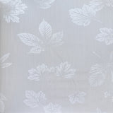 Vinyl-print wallcovering in a scattered white maple-leaf motif on warm grey ground, shown as a product swatch.