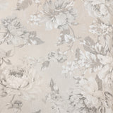 Vinyl-print wallcovering in a large-scale grey-and-white peony floral motif, shown as a product swatch.