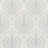 Vinyl-print wallcovering in a muted gold-brown damask motif on taupe ground, shown as a product swatch.