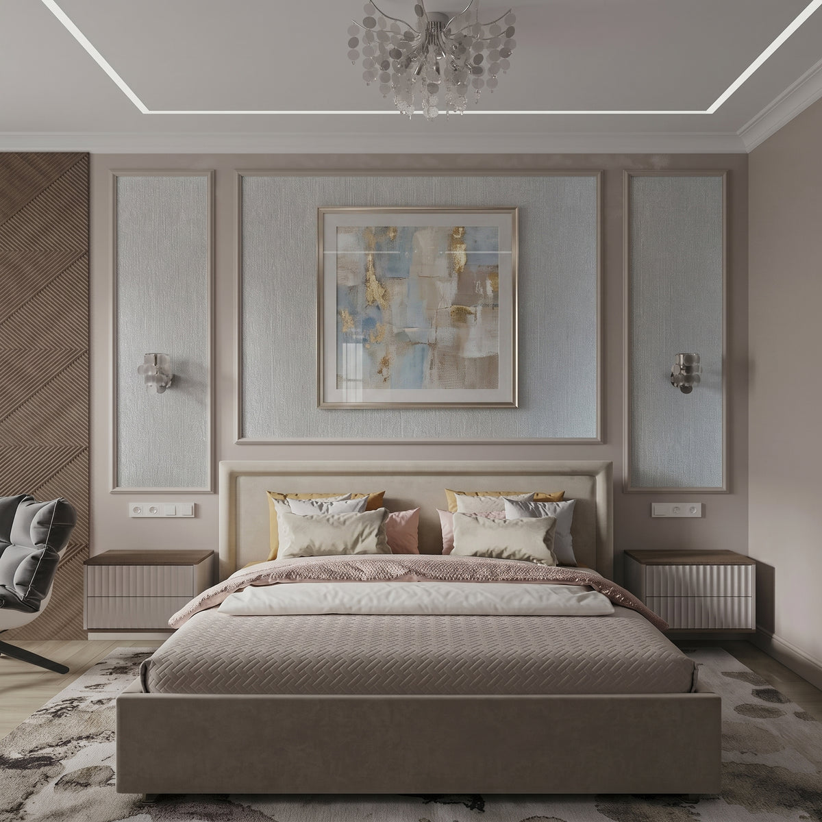 Plain tonal textured vinyl-backed wallcovering in fine seamless-grain finish, ivory ground, shown applied to a wall.